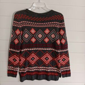 Talbots Womens Pullover Sweater Aztec Hi-Low Lambswool Long Sleeve Multi Size XS